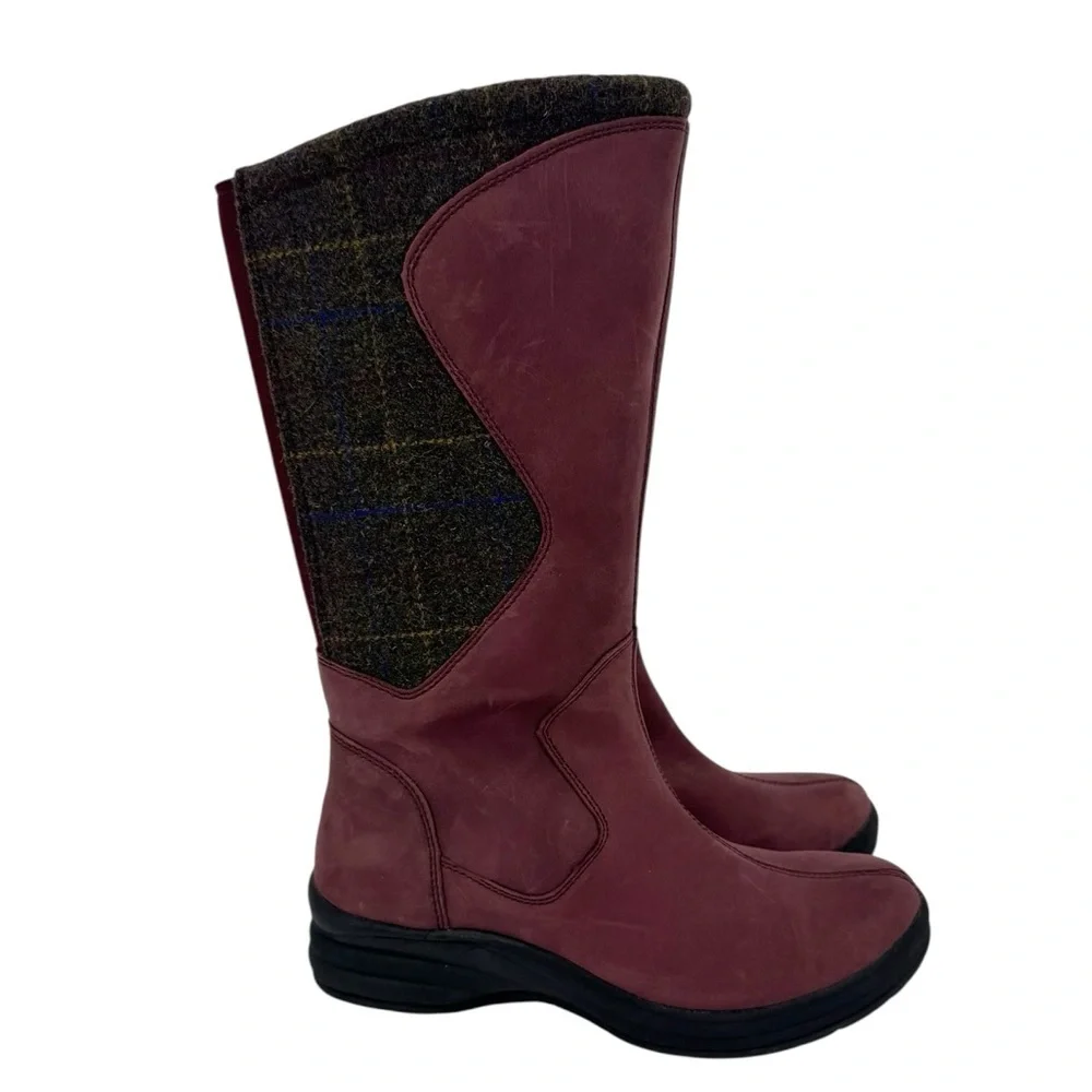 L.L. Bean North Haven Boots with Plaid Accents Burgundy Size 7